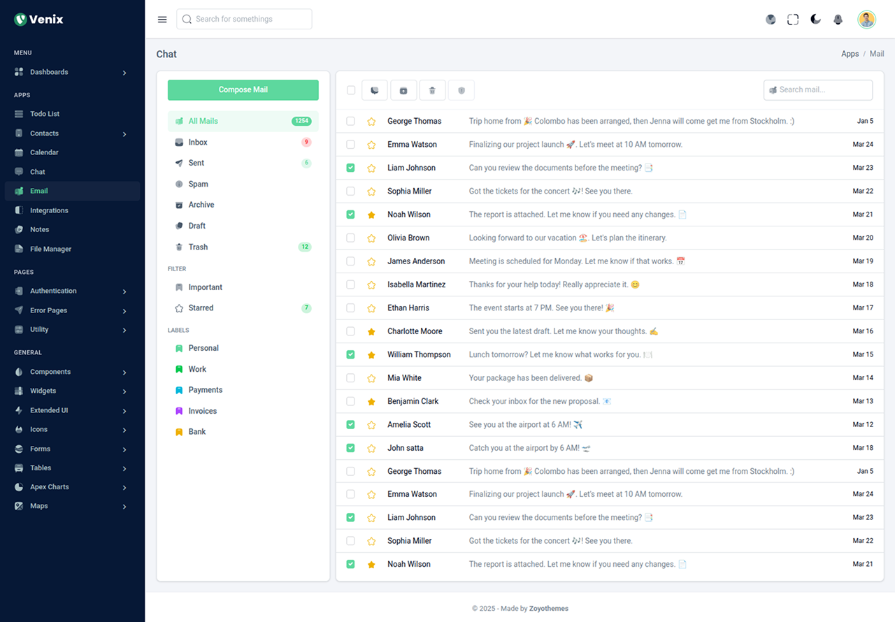 Venix - Bootstrap 5.3.8创建的后台管理系统模板