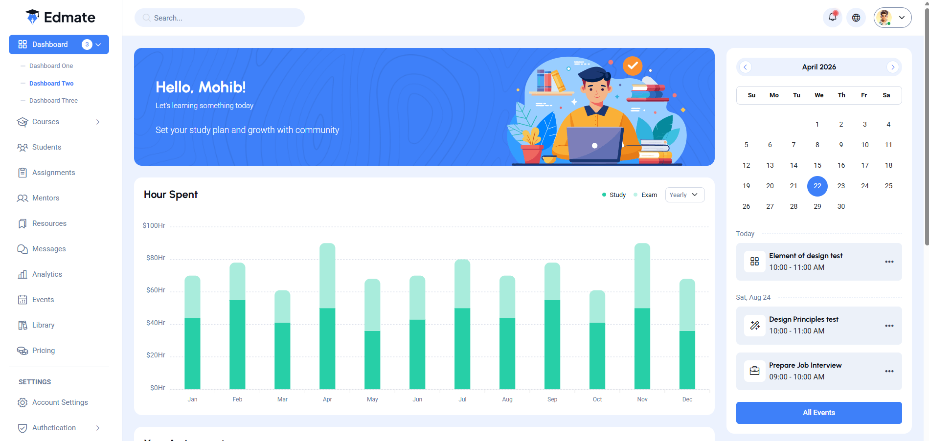 Edmate - 在线学习管理系统HTML5模板
