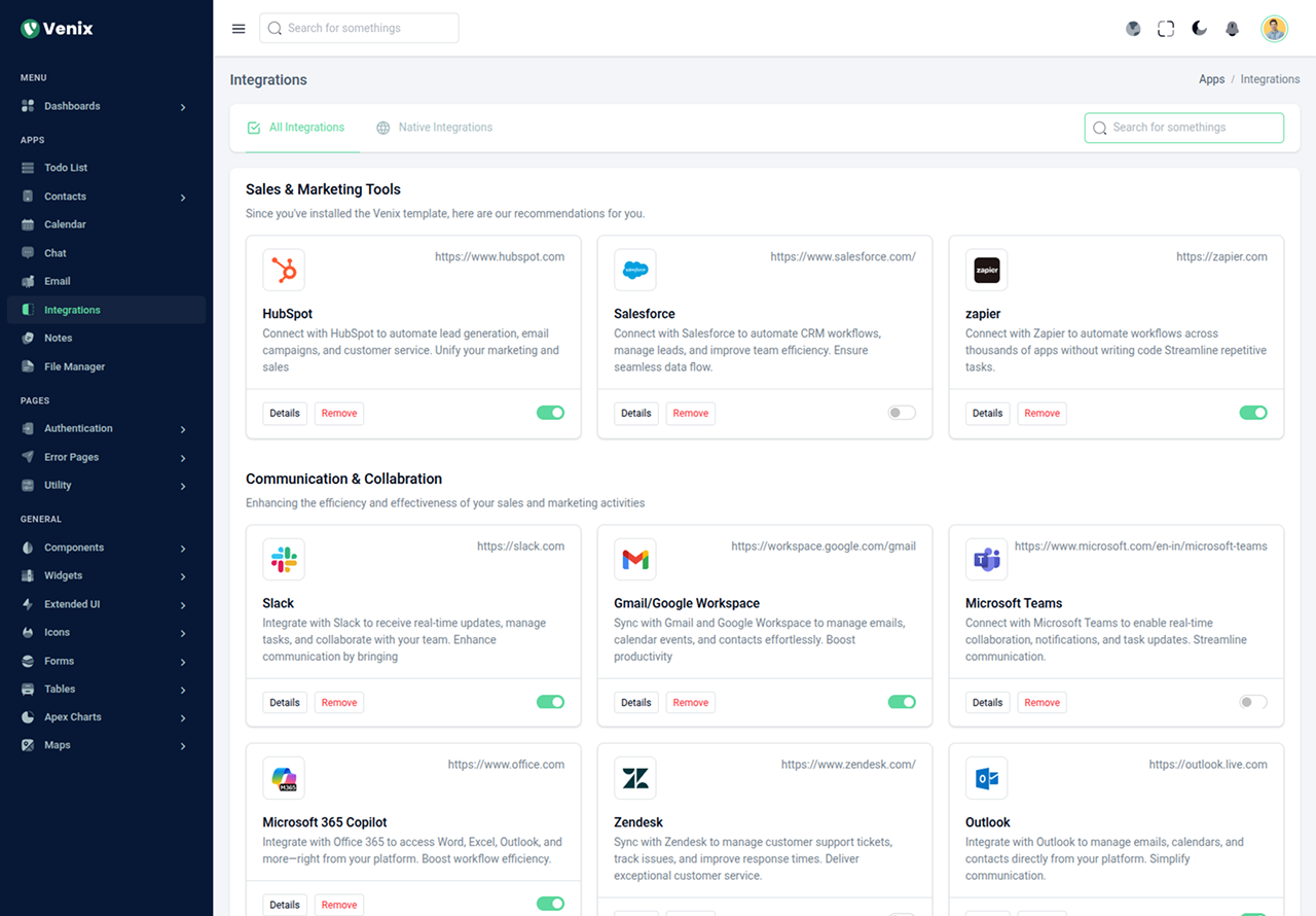Venix - Bootstrap 5.3.8创建的后台管理系统模板