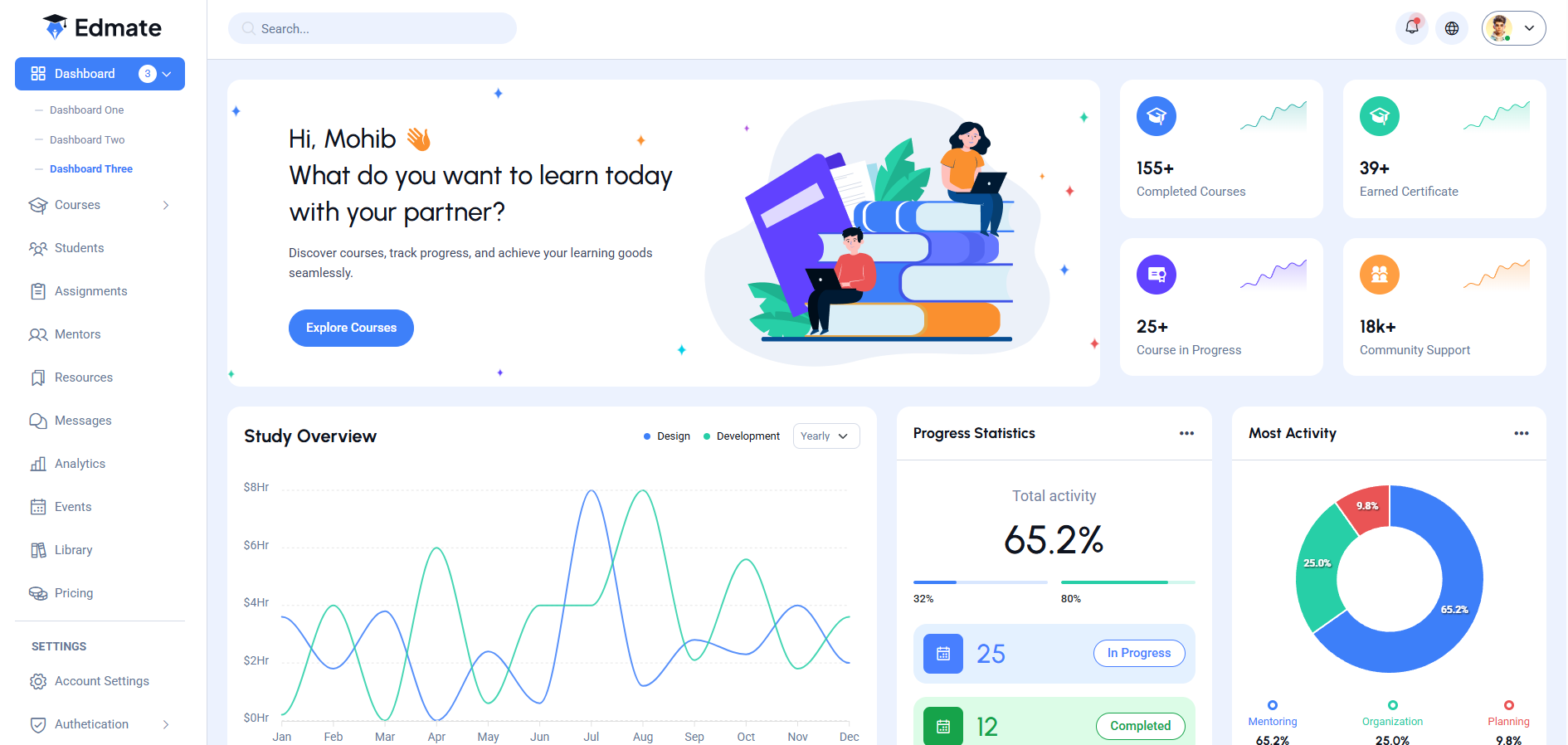 Edmate - 在线学习管理系统HTML5模板