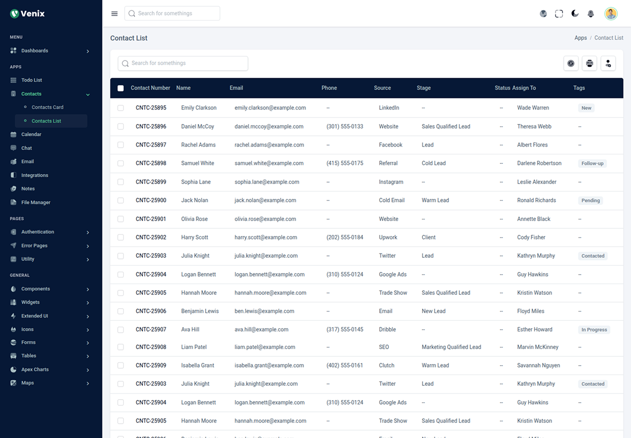 Venix - Bootstrap 5.3.8创建的后台管理系统模板